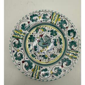Ravello Italian Majolica Rooster Plate Hand Painted Folk Art Pottery 8 Inch